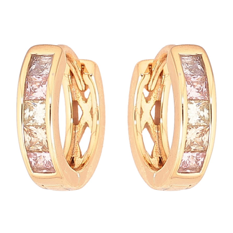 Серьги Xuping Позолота 18K колечки Дорожки разноцветных кристаллов фото №1 Серьги Xuping Позолота 18K колечки Дорожки разноцветных кристаллов фото №1