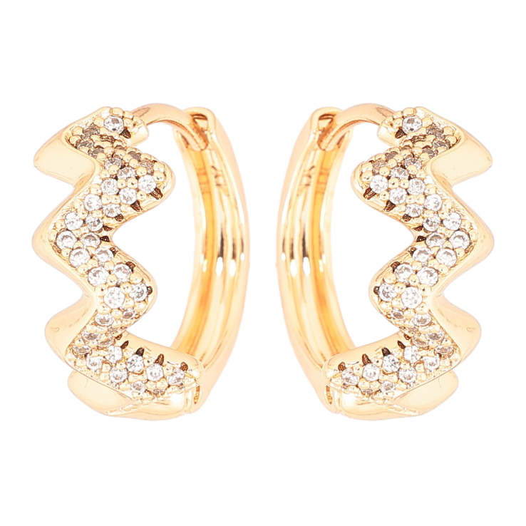 Сережки Xuping Позолота 18K колечка «Хвилястий візерунок з кристалами» фото №10 Сережки Xuping Позолота 18K колечка «Хвилястий візерунок з кристалами» фото №10