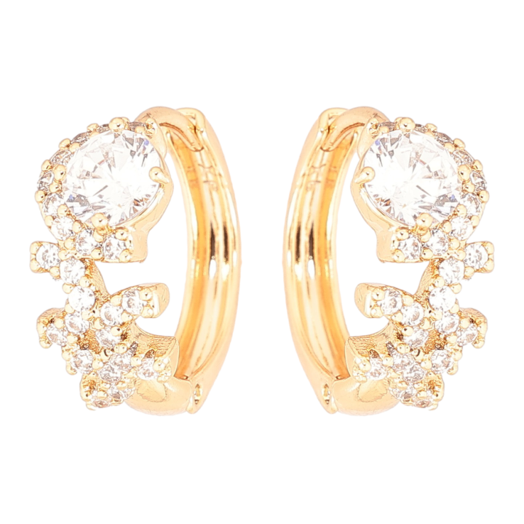 Сережки Xuping Позолота 18K колечка «Візерунок з кристалів» фото №7