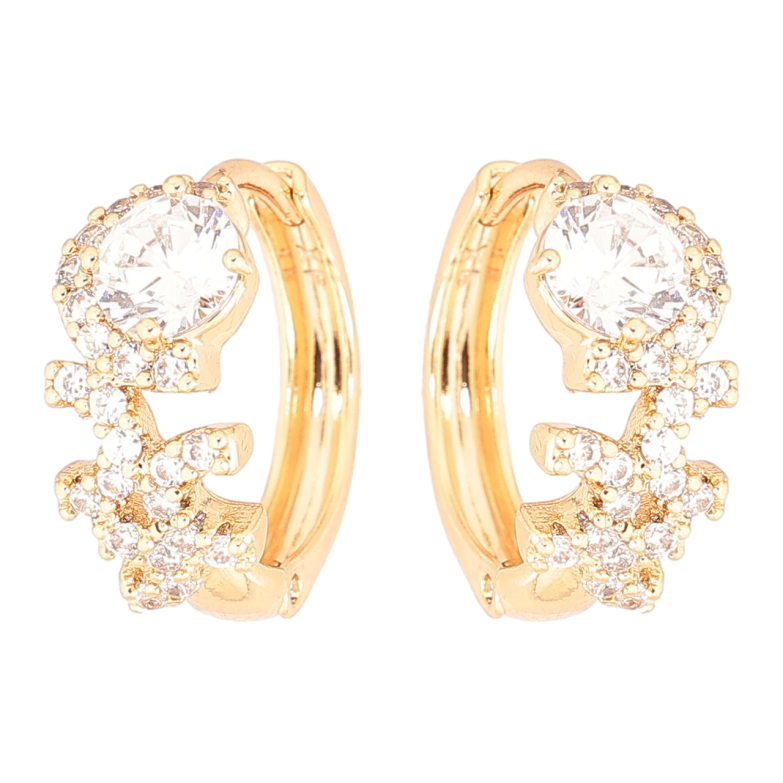 Сережки Xuping Позолота 18K колечка «Візерунок з кристалів» фото №1