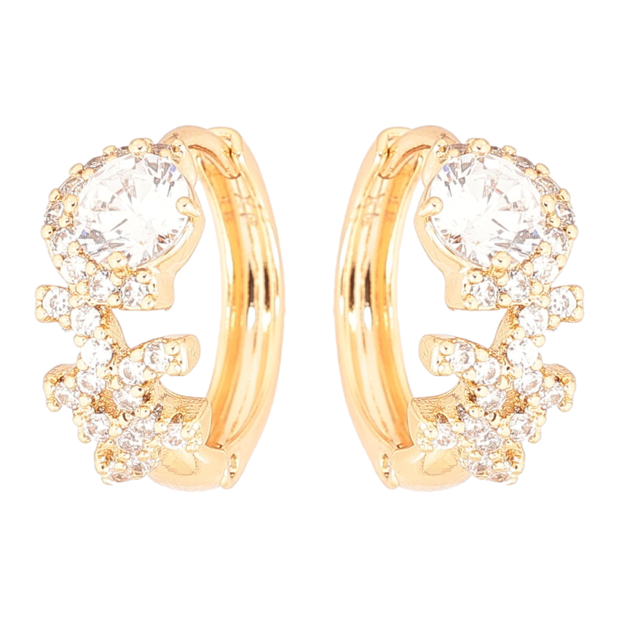 Сережки Xuping Позолота 18K колечка «Візерунок з кристалів» фото №1