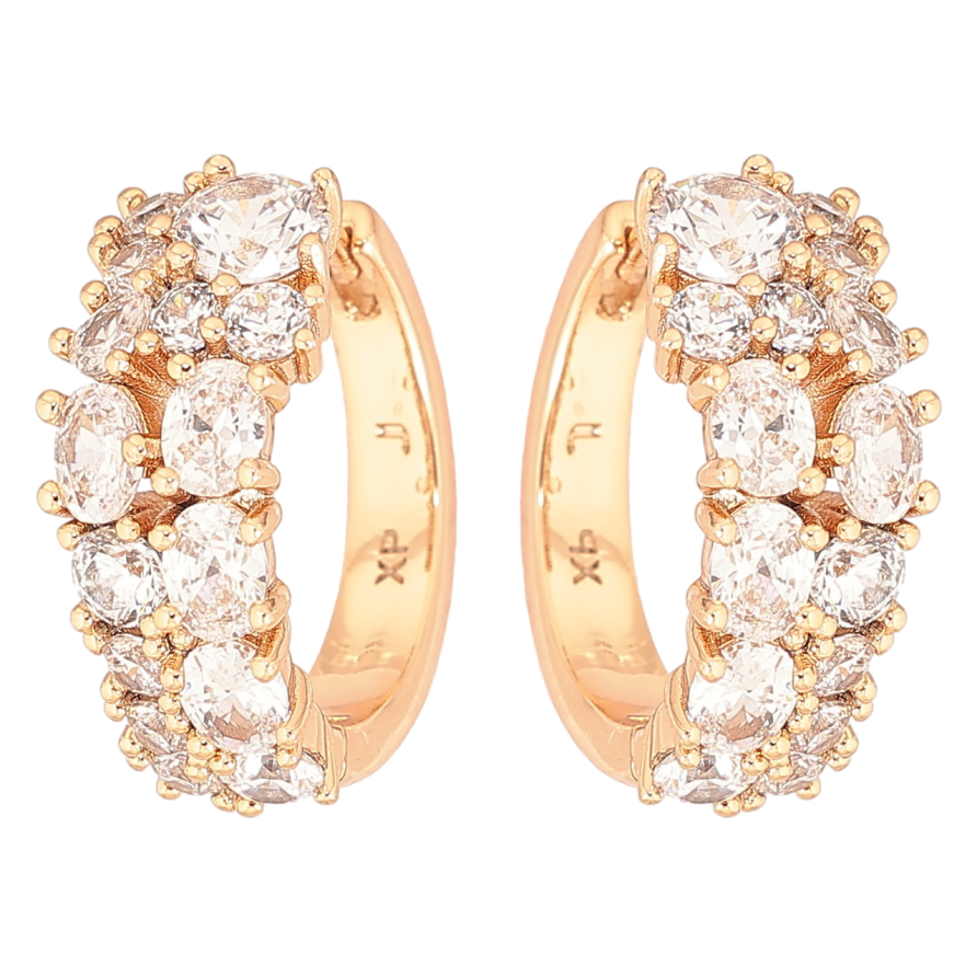 Сережки Xuping Позолота 18K колечка «Інкрустація кристалами» фото №1 Сережки Xuping Позолота 18K колечка «Інкрустація кристалами» фото №1