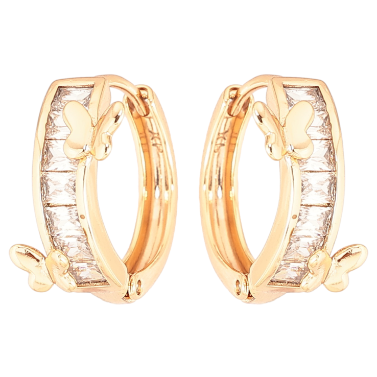 Сережки Xuping Позолота 18K колечка «Кришталеві доріжки з метеликами» фото №20 Сережки Xuping Позолота 18K колечка «Кришталеві доріжки з метеликами» фото №20