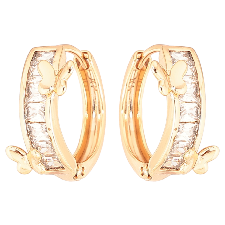 Сережки Xuping Позолота 18K колечка «Кришталеві доріжки з метеликами» фото №1
