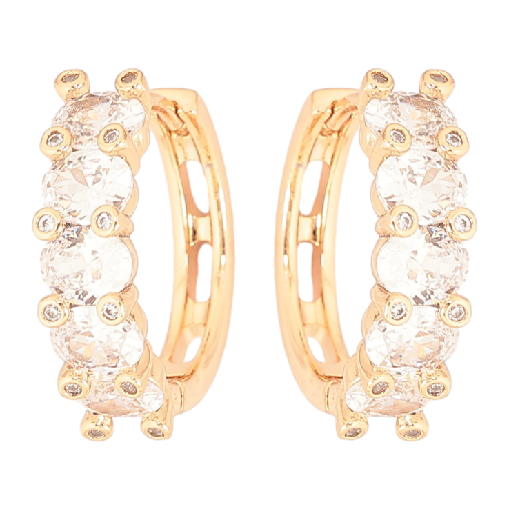 Сережки Xuping Позолота 18K колечка «Кришталеві доріжки» фото №5 Сережки Xuping Позолота 18K колечка «Кришталеві доріжки» фото №5