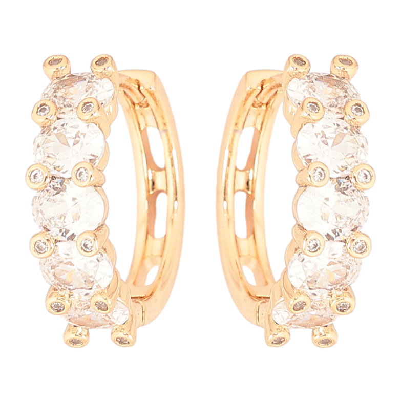 Серьги Xuping Позолота 18K колечки Кристальные дорожки фото №2