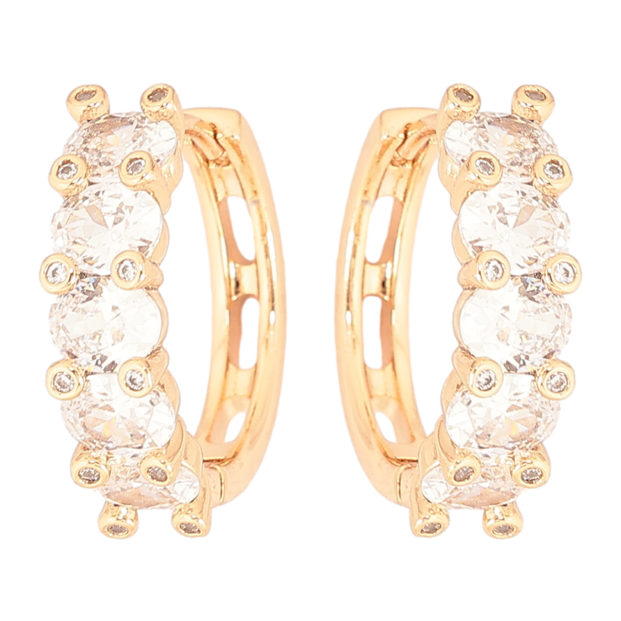 Сережки Xuping Позолота 18K колечка «Кришталеві доріжки» фото №1