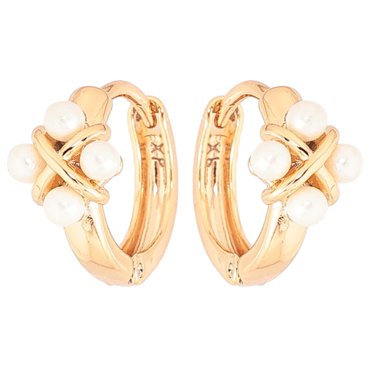 Сережки Xuping Позолота 18K колечка «Візерунок з перлин» фото №7 Сережки Xuping Позолота 18K колечка «Візерунок з перлин» фото №7