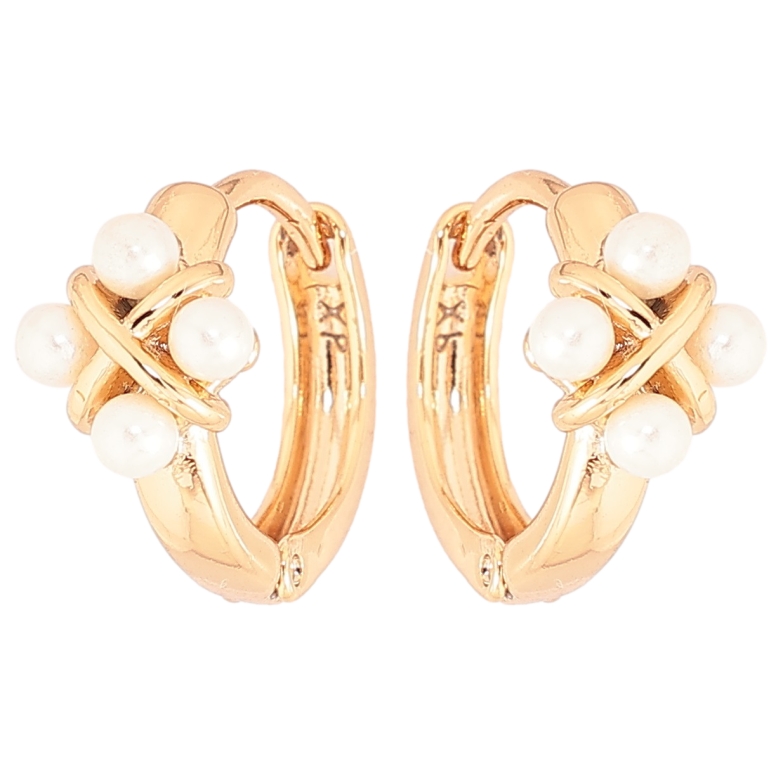 Сережки Xuping Позолота 18K колечка «Візерунок з перлин» фото №1