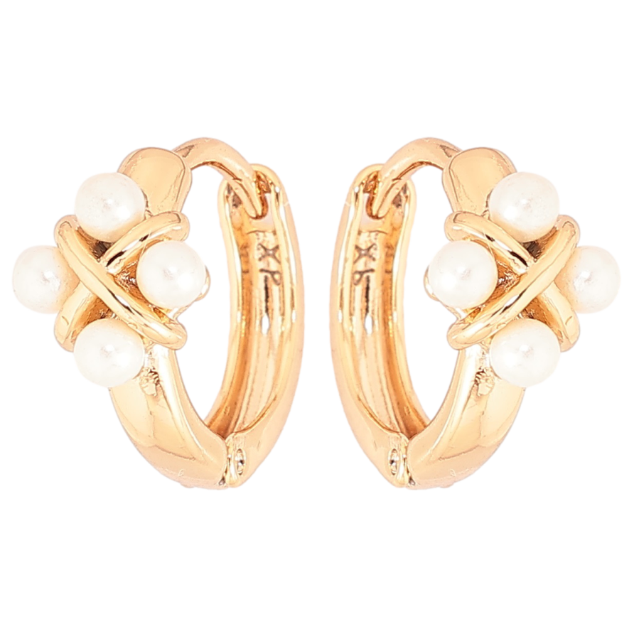 Сережки Xuping Позолота 18K колечка «Візерунок з перлин» фото №1