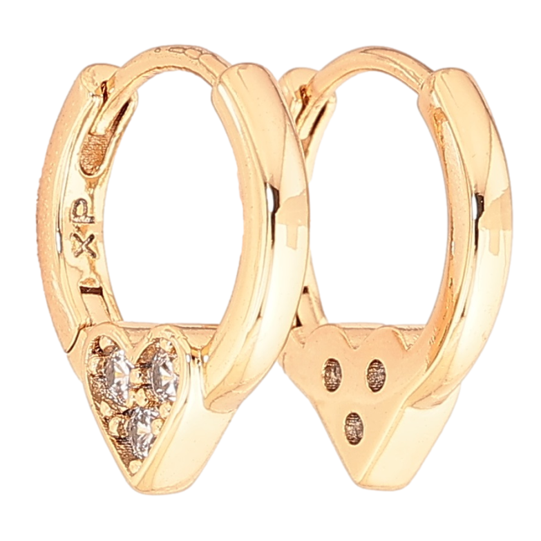 Сережки Xuping Позолота 18K колечка «Сердечка з кристалами» фото №2