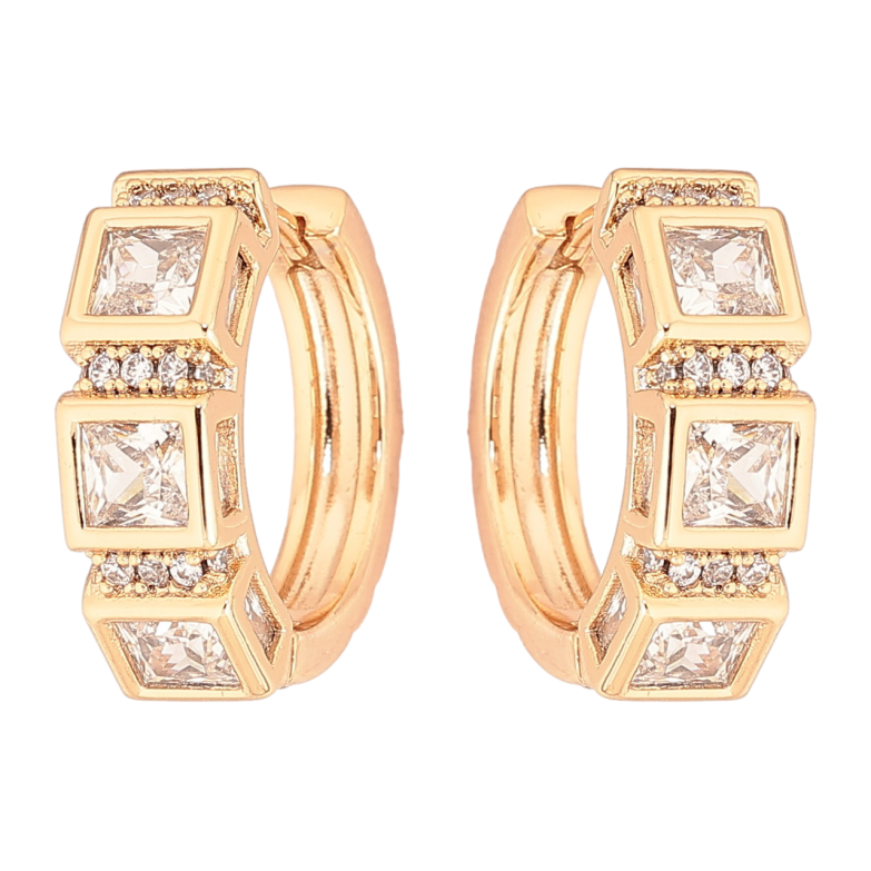 Сережки Xuping Позолота 18K колечка «Інкрустація кристалами» фото №3