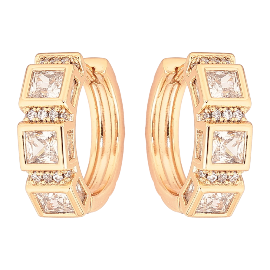 Сережки Xuping Позолота 18K колечка «Інкрустація кристалами» фото №1 Сережки Xuping Позолота 18K колечка «Інкрустація кристалами» фото №1