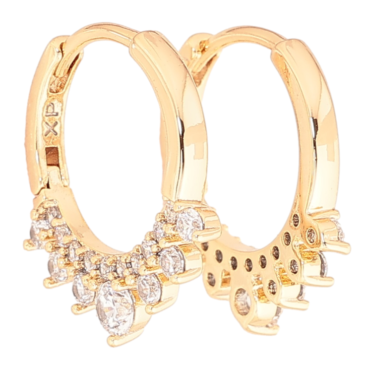 Сережки Xuping Позолота 18K колечка «Бічний візерунок з кристалів» фото №13
