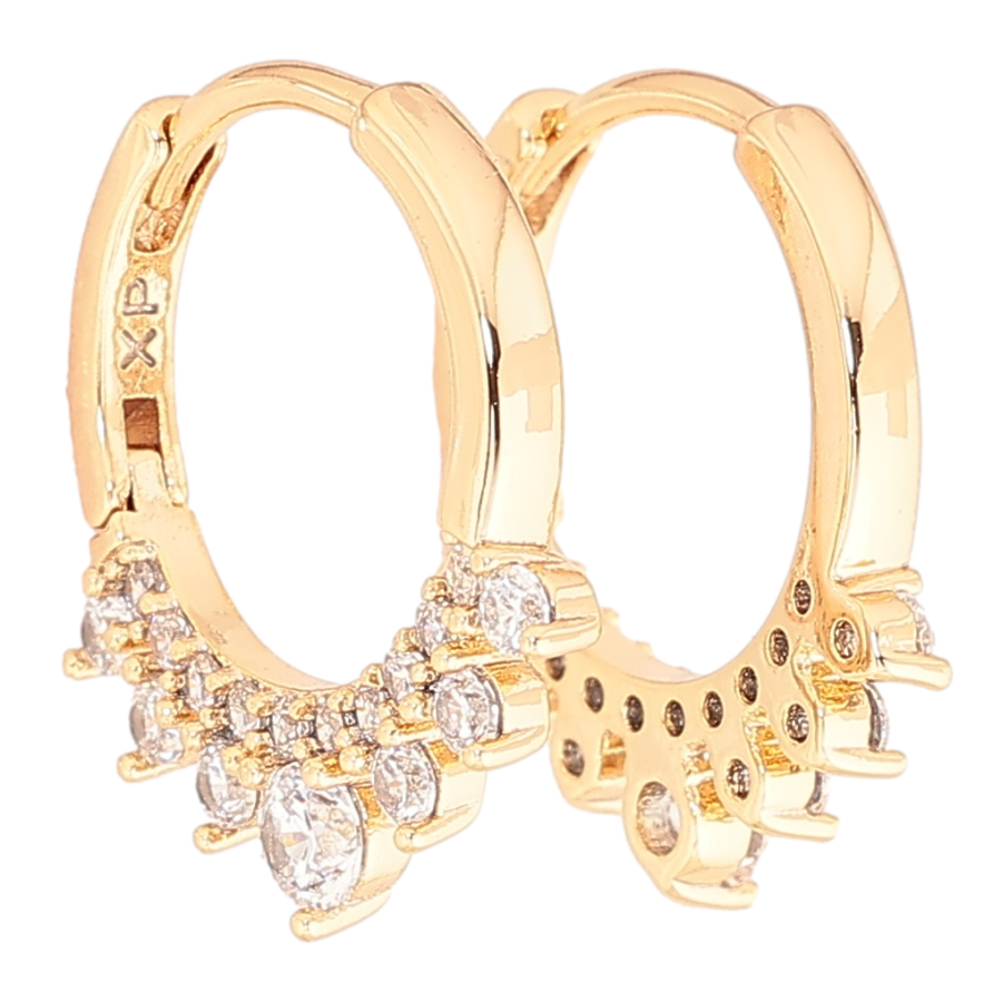 Сережки Xuping Позолота 18K колечка «Бічний візерунок з кристалів» фото №1 Сережки Xuping Позолота 18K колечка «Бічний візерунок з кристалів» фото №1