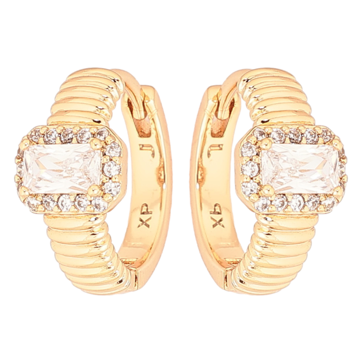 Сережки Xuping Позолота 18K колечка «Візерунок з кристалів» фото №4