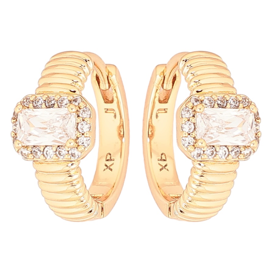 Сережки Xuping Позолота 18K колечка «Візерунок з кристалів» фото №1 Сережки Xuping Позолота 18K колечка «Візерунок з кристалів» фото №1