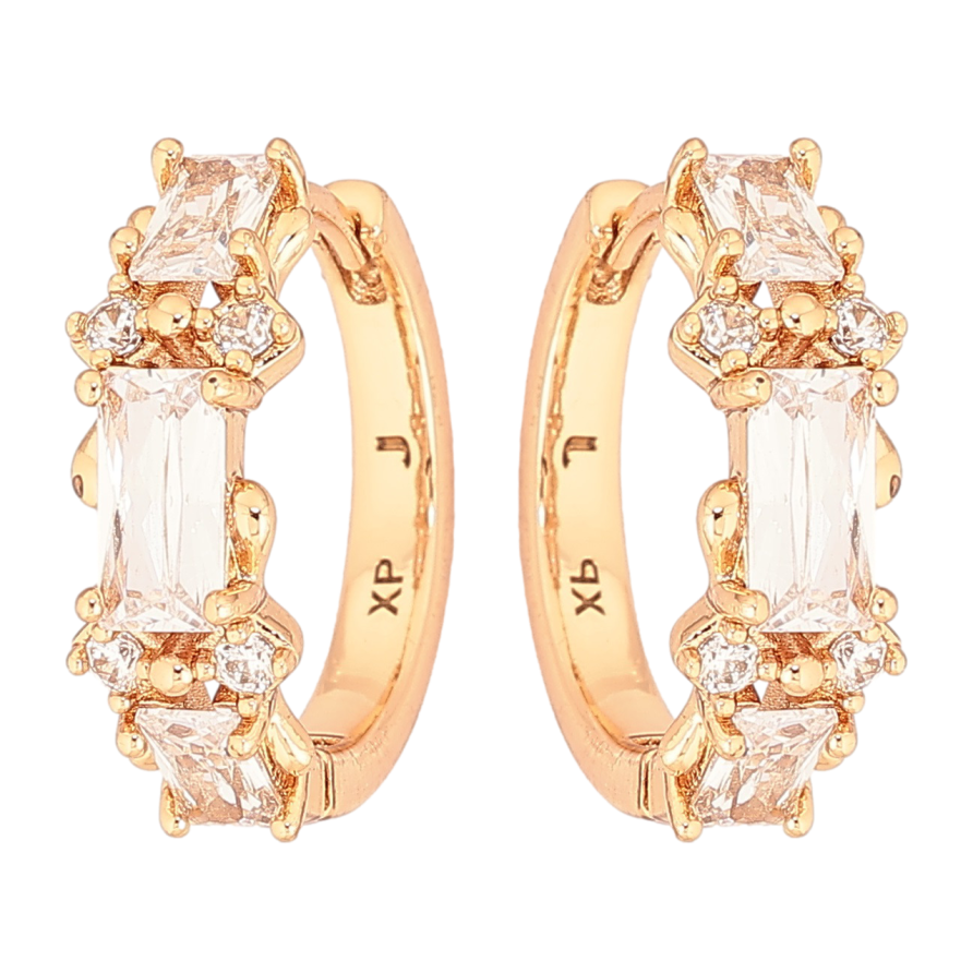 Сережки Xuping Позолота 18K колечка «Візерунок з кристалів» фото №1