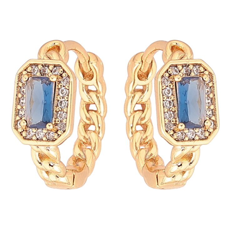 Сережки Xuping Позолота 18K колечка «Візерунок ланцюжок з синім кристалом» фото №18