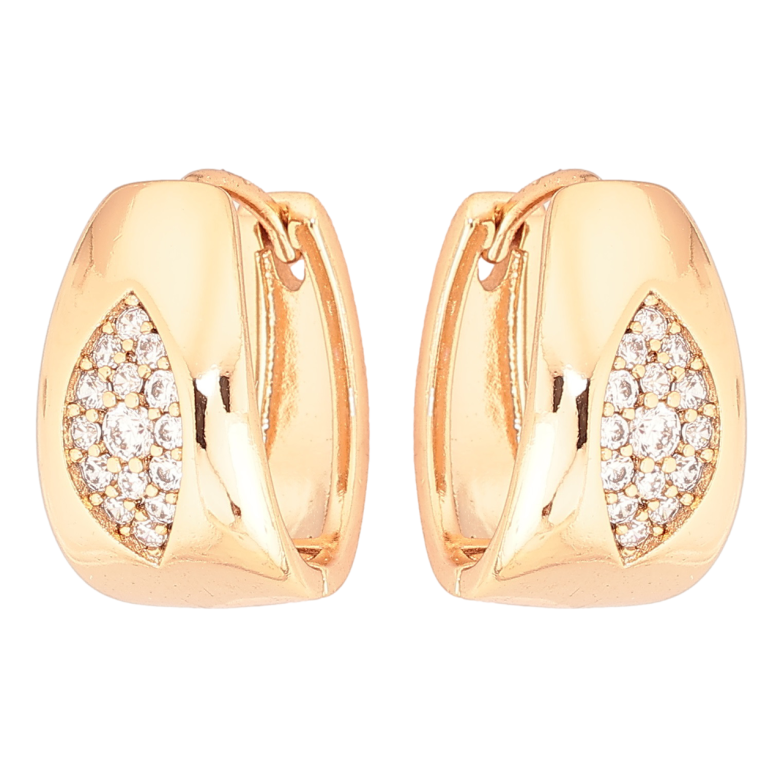 Сережки Xuping Позолота 18K колечка «Візерунок з кристалами» фото №1 Сережки Xuping Позолота 18K колечка «Візерунок з кристалами» фото №1