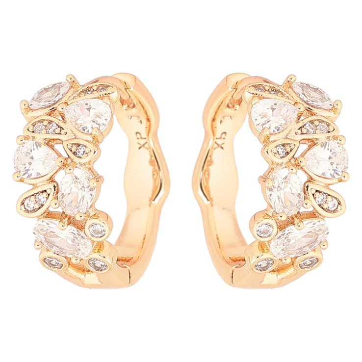 Сережки Xuping Позолота 18K колечка «Кришталевий візерунок» фото №2 Сережки Xuping Позолота 18K колечка «Кришталевий візерунок» фото №2