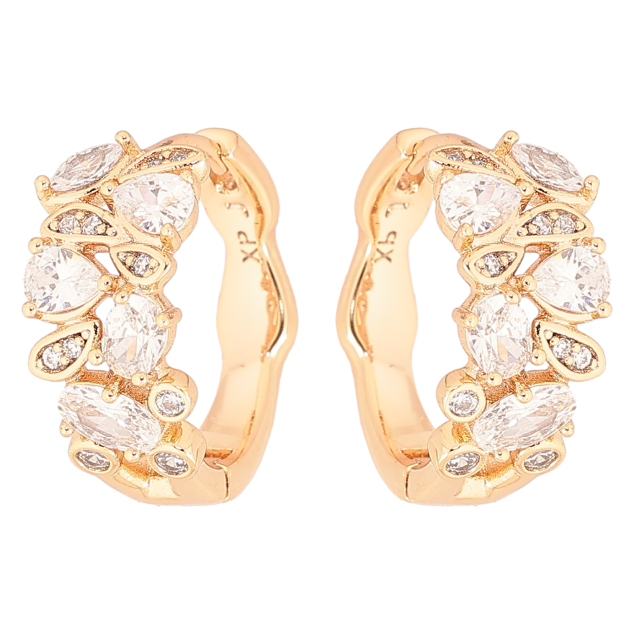 Сережки Xuping Позолота 18K колечка «Кришталевий візерунок» фото №1 Сережки Xuping Позолота 18K колечка «Кришталевий візерунок» фото №1