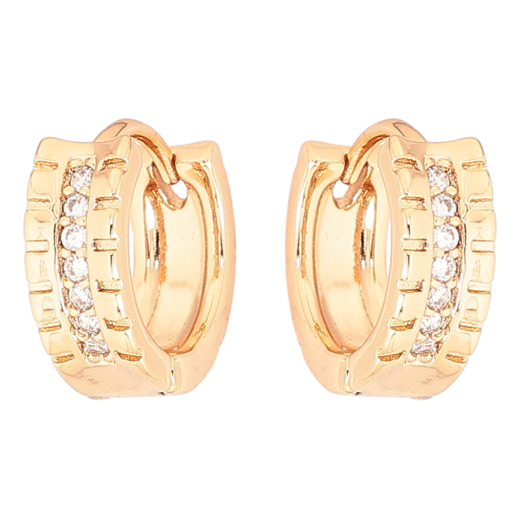 Сережки Xuping Позолота 18K колечка «Візерунок з доріжками кристалів» фото №6