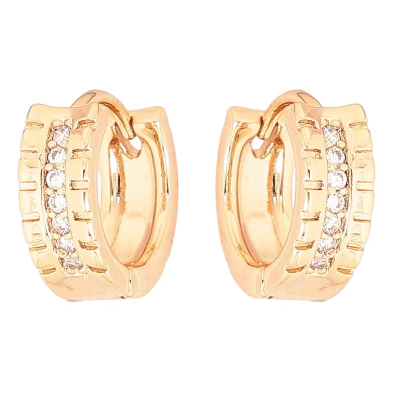 Сережки Xuping Позолота 18K колечка «Візерунок з доріжками кристалів» фото №2