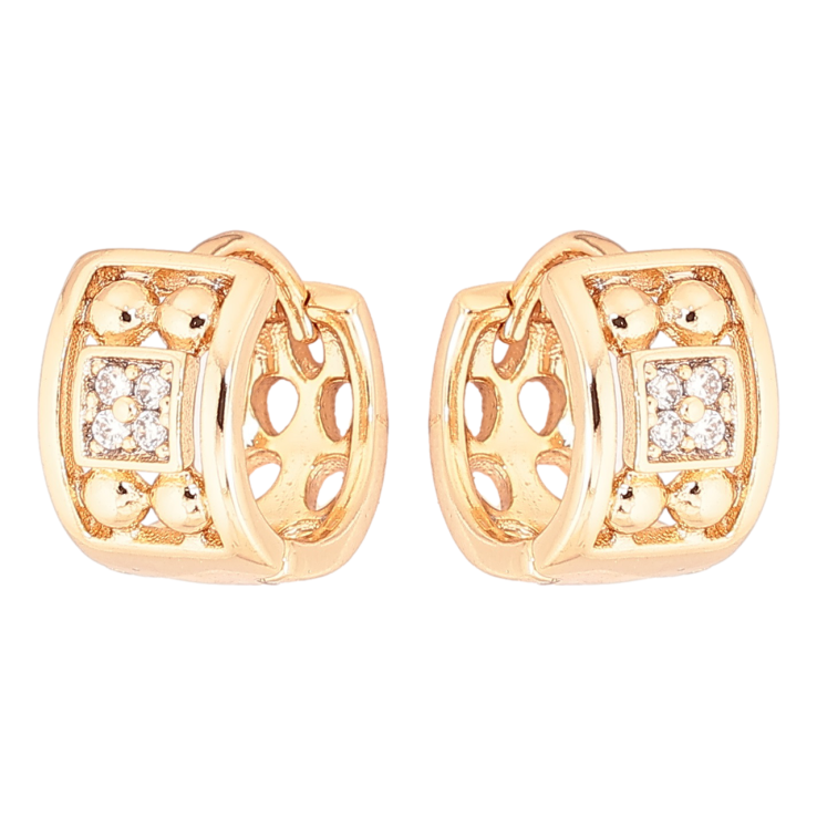 Сережки Xuping Позолота 18K колечка «Візерунок з кристалами» фото №2