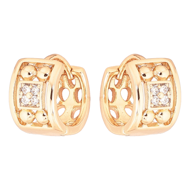 Серьги Xuping Позолота 18K колечки Узор с кристаллами фото №1 Серьги Xuping Позолота 18K колечки Узор с кристаллами фото №1