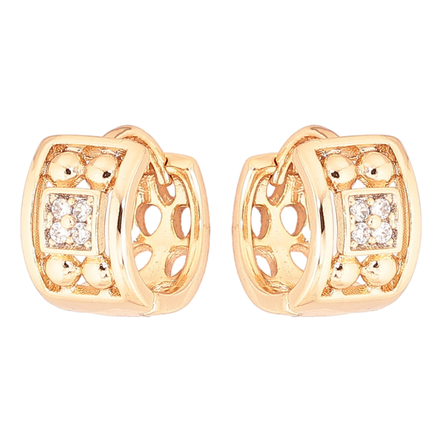 Сережки Xuping Позолота 18K колечка «Візерунок з кристалами» фото №1 Сережки Xuping Позолота 18K колечка «Візерунок з кристалами» фото №1