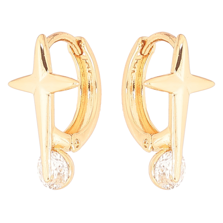 Серьги Xuping Позолота 18K колечки Звёзды с кристаллами фото №6 Серьги Xuping Позолота 18K колечки Звёзды с кристаллами фото №6