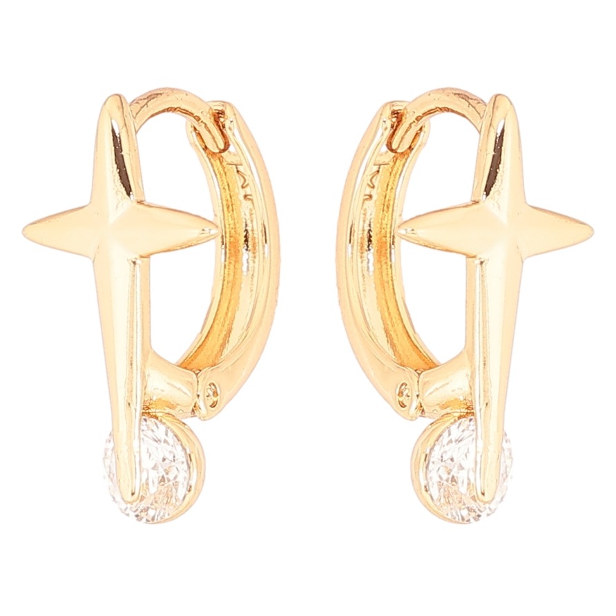 Сережки Xuping Позолота 18K колечка «Зірки з кристалами» фото №1