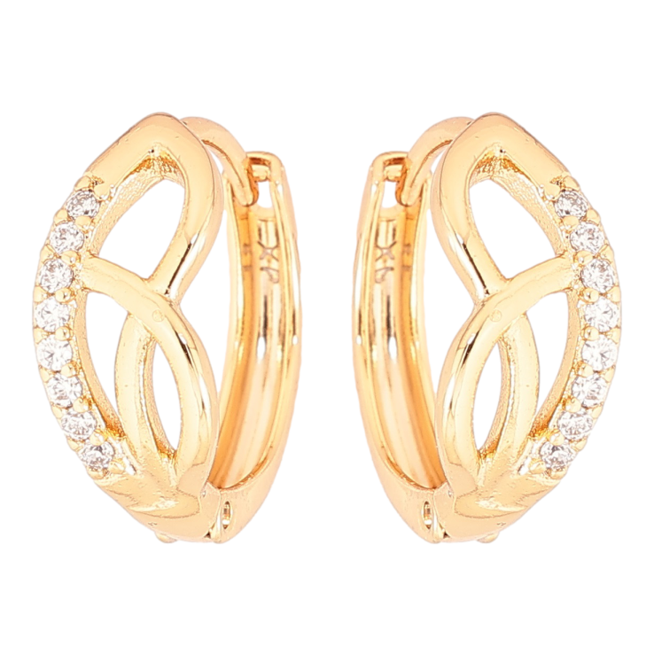 Сережки Xuping Позолота 18K колечка «Візерунок з доріжками кристалів» фото №9