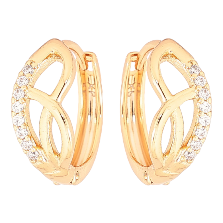 Сережки Xuping Позолота 18K колечка «Візерунок з доріжками кристалів» фото №1