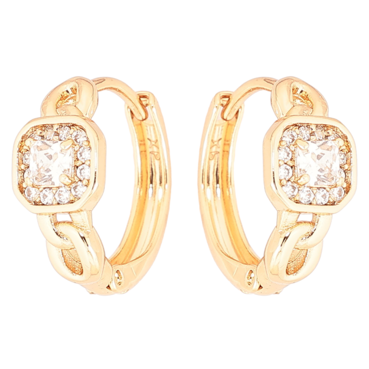 Сережки Xuping Позолота 18K колечка «Візерунок з кристалами» фото №22