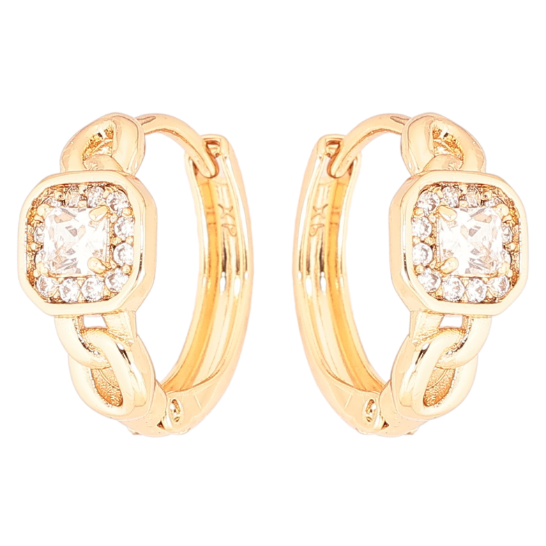 Серьги Xuping Позолота 18K колечки Узор с кристаллами фото №1