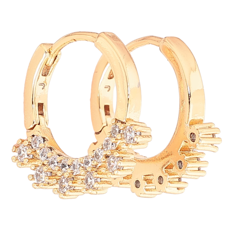 Сережки Xuping Позолота 18K колечка «Бічний візерунок з кристалів» фото №14