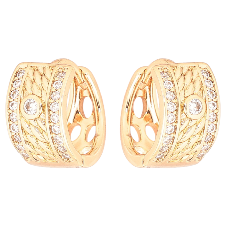 Сережки Xuping Позолота 18K колечка «Декоративний візерунок з кристалами» фото №5