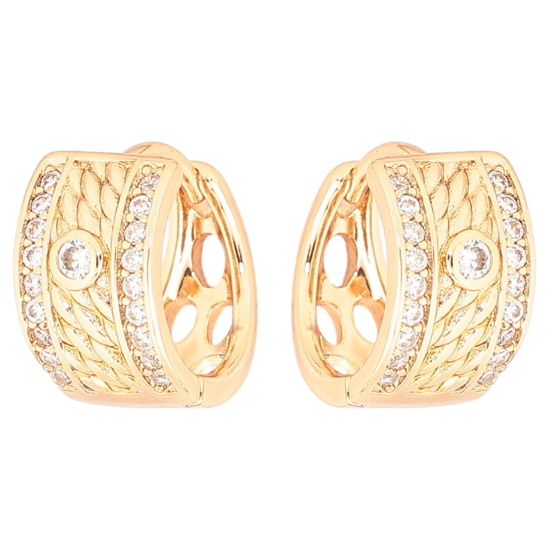 Серьги Xuping Позолота 18K колечки Декоративный узор с кристаллами фото №1 Серьги Xuping Позолота 18K колечки Декоративный узор с кристаллами фото №1