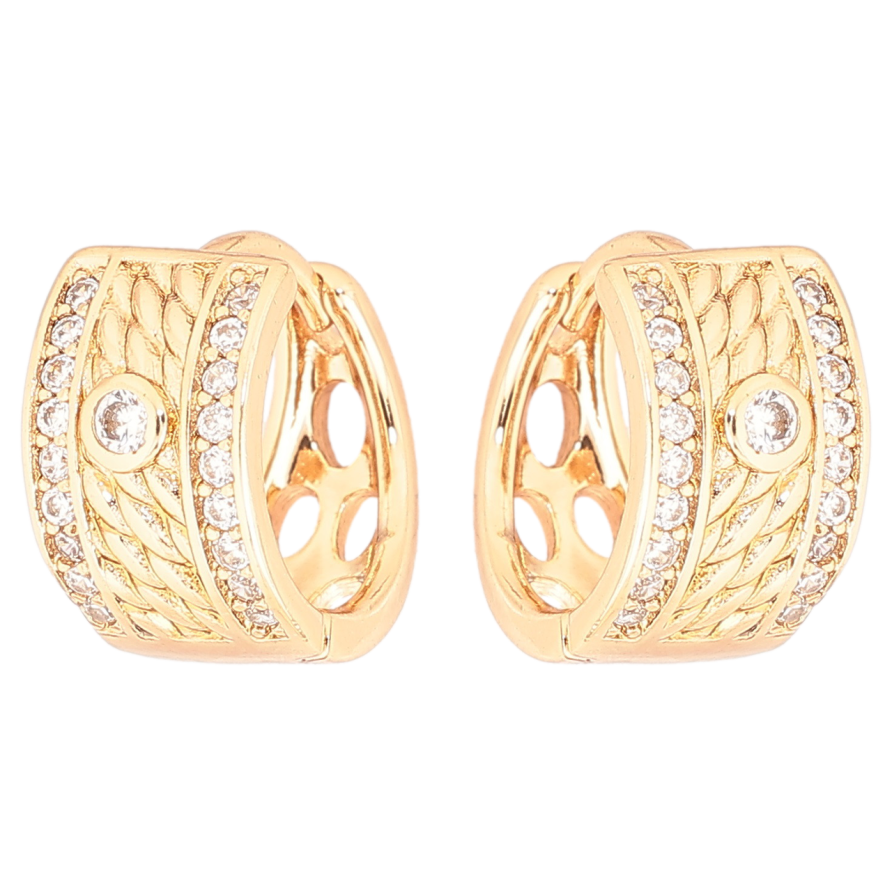 Сережки Xuping Позолота 18K колечка «Декоративний візерунок з кристалами» фото №1