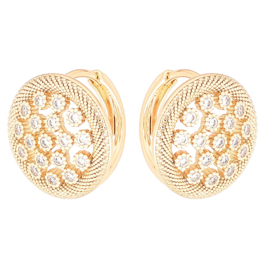 Сережки Xuping Позолота 18K колечка «Декоративний візерунок з кристалами» фото №1 Сережки Xuping Позолота 18K колечка «Декоративний візерунок з кристалами» фото №1
