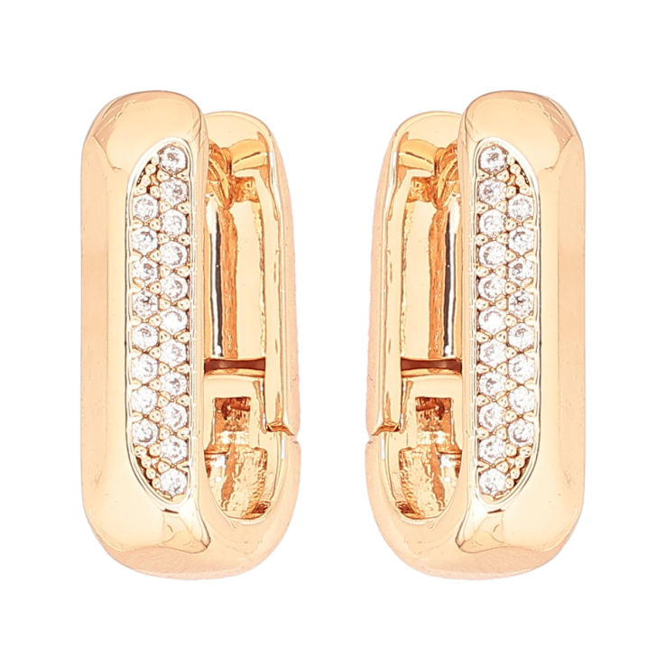 Сережки Xuping Позолота 18K колечка «Візерунок з кристалами» фото №5