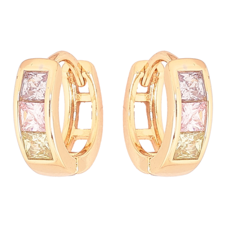 Серьги Xuping Позолота 18K колечки Дорожки разноцветных кристаллов фото №1