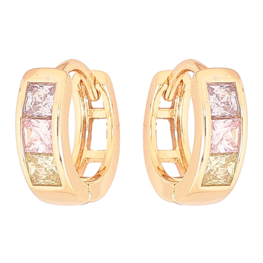 Сережки Xuping Позолота 18K колечка «Доріжки різнокольорових кристалів» фото №1 Сережки Xuping Позолота 18K колечка «Доріжки різнокольорових кристалів» фото №1