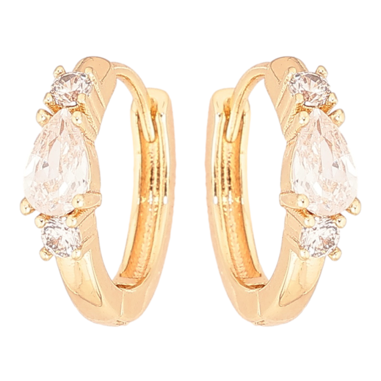 Сережки Xuping Позолота 18K колечка «Три кристали» фото №1