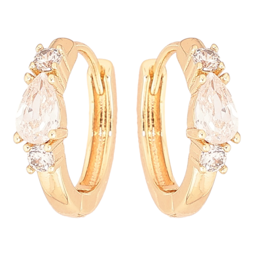 Сережки Xuping Позолота 18K колечка «Три кристали» фото №1