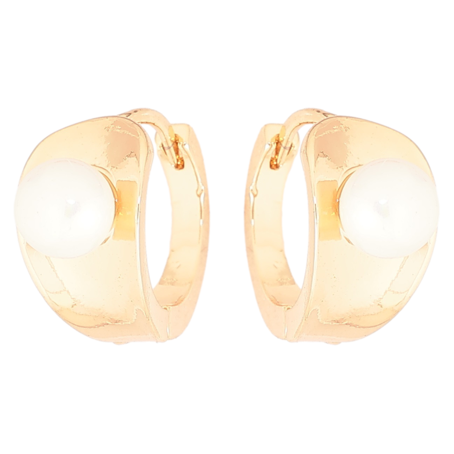 Сережки Xuping Позолота 18K колечка «Візерунок з перлинами» фото №1