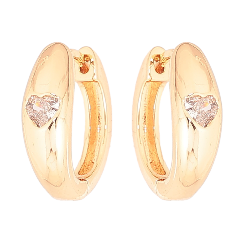 Серьги Xuping Позолота 18K колечки Кристальные сердечки фото №1