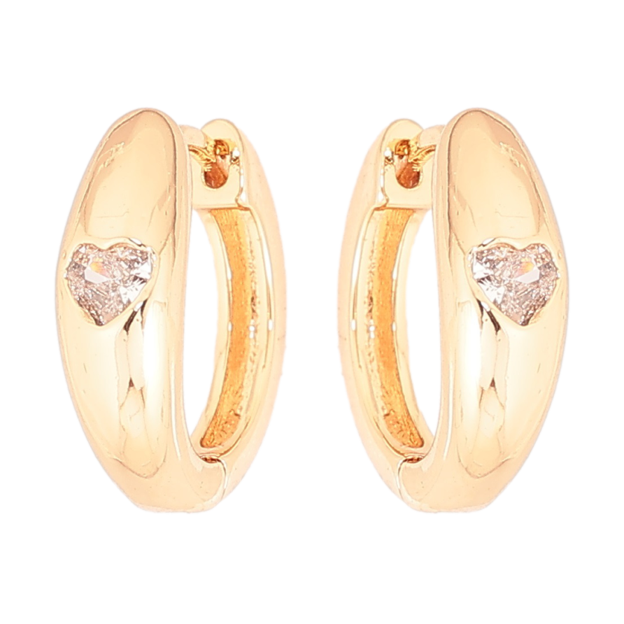 Сережки Xuping Позолота 18K колечка «Кришталеві сердечка» фото №1